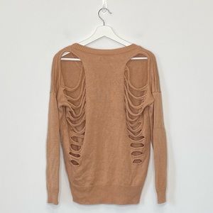 TOBI | Camel Ripped Back Sweater | S M